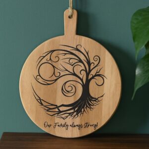 Ronde houten snijplank met eigen tekst en design ⌀ 35 cm